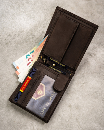 Geschenkset: Große Herren Geldbörse aus Leder und Schlüsselanhänger – Peterson