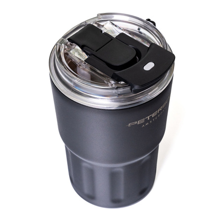 Schwarzer Thermobecher aus Edelstahl mit doppelwandiger Isolierung - Peterson