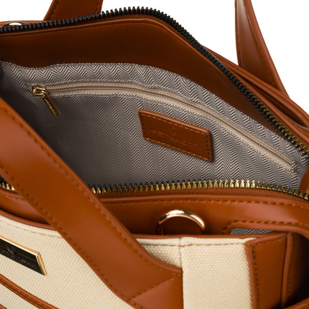 Elegante Damenhandtasche in Ecru und Braun aus synthetischem Material - Peterson