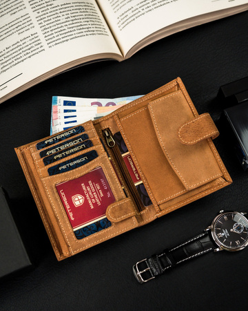 Klassische Herren Geldbörse aus Leder mit Druckverschluss – Peterson