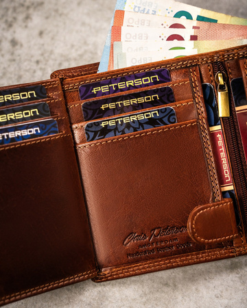 Große Herren Geldbörse aus Leder mit geprägtem Sternzeichen – Peterson