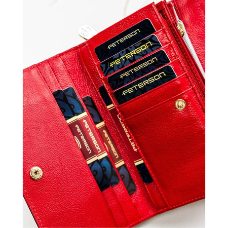 Stilvolle rote Damen Geldbörse aus Leder mit Fächern – Peterson