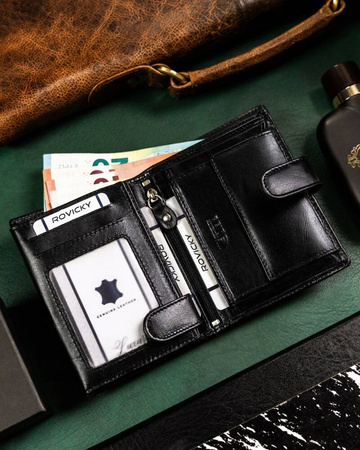 Geschenkset: elegante Herren Geldbörse aus Leder und Schlüsselanhänger – Rovicky