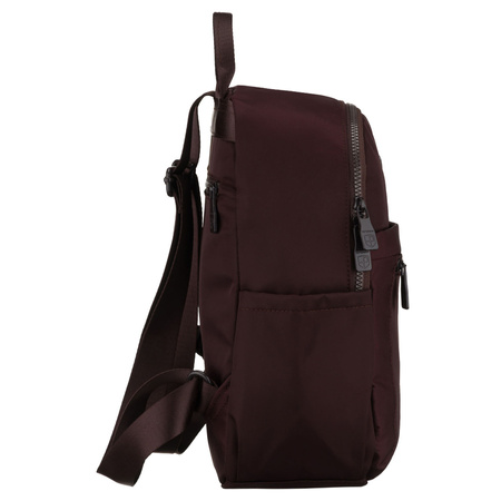 Bordeauxfarbener Damen-Rucksack aus Polyester, an verstellbaren Trägern hängend – Peterson