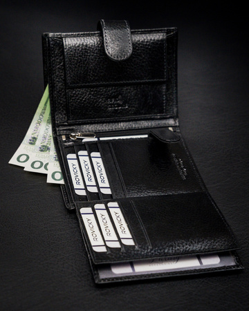 Klassische Herren Geldbörse Hochformat mit Verschluss aus Echtleder mit RFID-Technologie – Rovicky