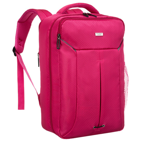 Rosa Reise-Rucksack aus Polyester mit einem Gurt zur Befestigung am Koffer – Peterson