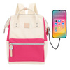 Rosa-ecru Rucksack mit Laptopfach und USB-Anschluss – Himawari
