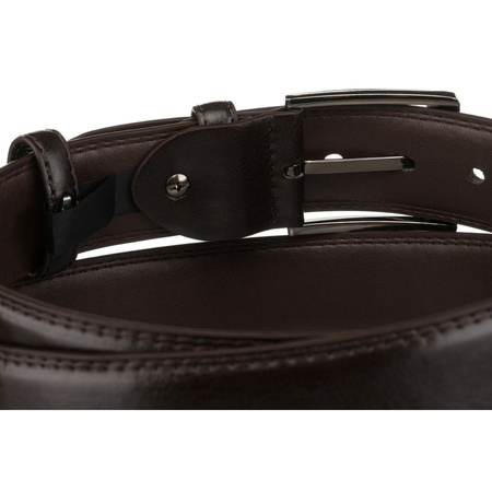 Brauner Herren-Gürtel aus Öko-Leder mit silberner, klassischer Schnalle