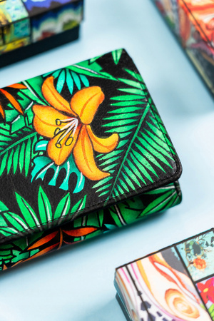 Damen Geldbörse mit Druckknopf aus echtem Leder – Rovicky