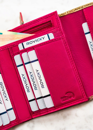 Damen Geldbörse aus echtem Leder mit Druckknopf – Rovicky