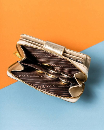 Elegante Damen Geldbörse mit Druckknopf und Reißverschluss – Lorenti