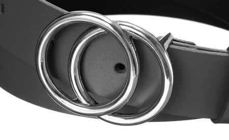 Damen Gürtel glatt aus Leder mit silberner Doppelschnalle – Rovicky