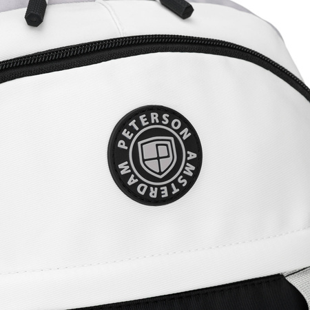 Schwarz-weißer Schulrucksack aus Polyester mit einer praktischen zusätzlichen Tasche – Peterson