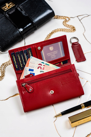 Geschenkset: große Leder Geldbörse mit Druckknopf und Schlüsselanhänger – Peterson