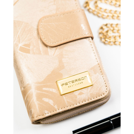 Beige Herren-Geldbörse im Hochformat aus echtem Leder und Öko-Leder – Peterson