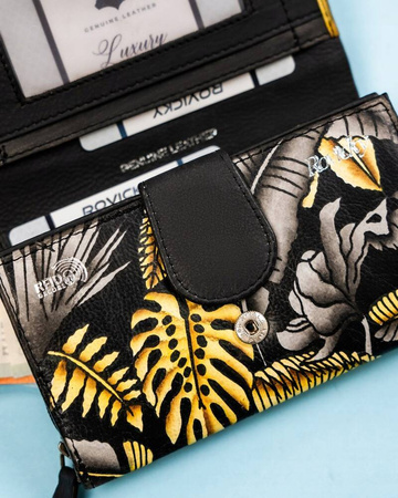 Geräumige Damen Geldbörse aus Leder mit Druckknopf – Rovicky