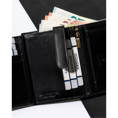 Schwarze Herren Geldbörse aus Leder mit RFID – Rovicky