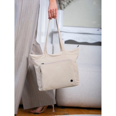 Geräumige Damen Shopper aus Polyester in Beige mit einem Hauptfach – Peterson