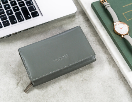 Klassische Damen Geldbörse aus Echtleder mit Druckknopf – Cavaldi