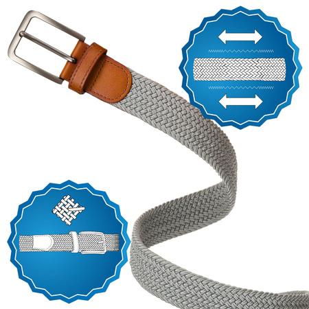 Grauer Herren Gürtel aus Synthetikmaterial mit braunen Details – Peterson