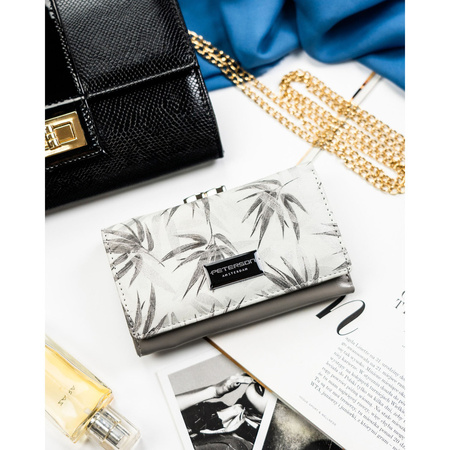 Weiße Damen Geldbörse aus Kunst- und Echtleder mit RFID, Druckknopf und Bügelverschluss – Peterson