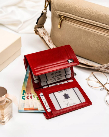 Damen Geldbörse aus Leder mit Druckknopf – Rovicky