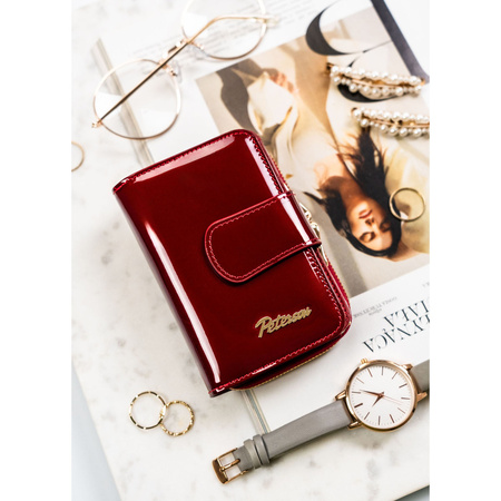 Rote Damen Geldbörse aus Leder mit RFID-Schutz – Peterson