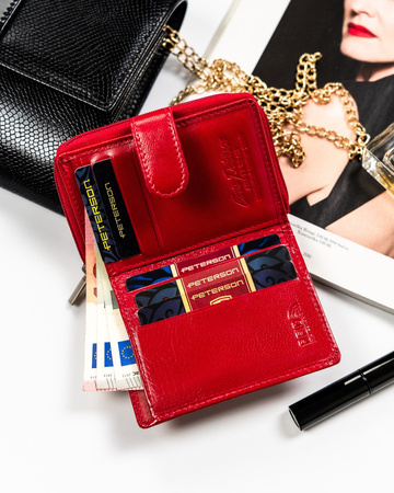 Damen Geldbörse aus Leder mit Druckknopf und Reißverschluss – Peterson