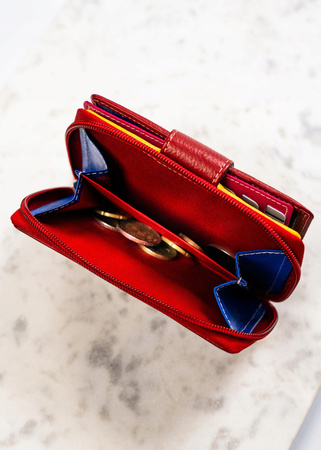 Stilvolle Damen Geldbörse aus Leder mit Druckknopf und Reißverschluss – Rovicky