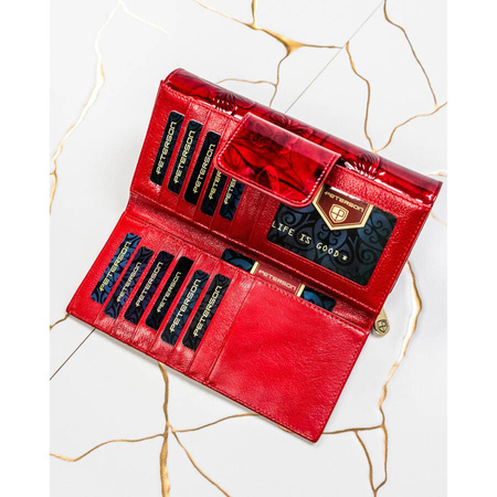 Extra geräumige Damen Geldbörse aus lackiertem Leder mit Schmetterlingen – Peterson