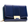Damen-Geldbörse aus Öko-Leder, horizontal, dunkelblau, mit Druckknopfverschluss – Peterson