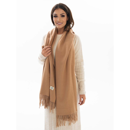 Einfarbiger Damen Schal in Kamel mit Fransen – Peterson