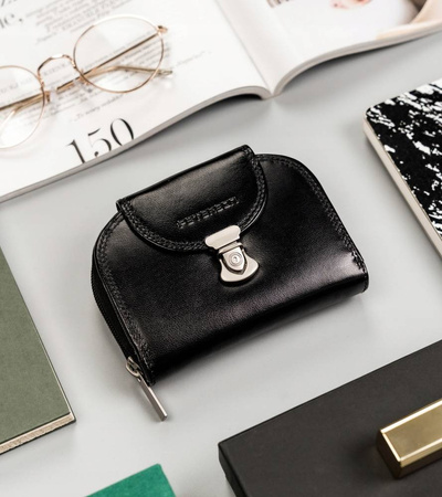 Klassische Damen Geldbörse aus Leder mit Druckknopf – Peterson