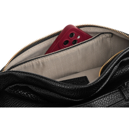 Klassische schwarze Damen Gürteltasche für Hüfte, Schulter oder Crossbody aus Öko-Leder – Peterson