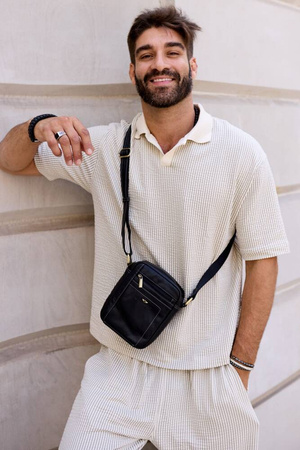 Herren Schultertasche aus Leder – Peterson