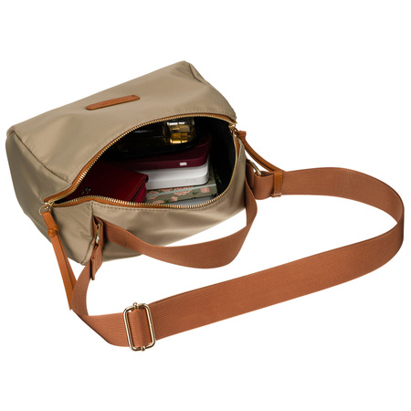 Städtische Umhängetasche aus Nylon und Öko-Leder in Khaki und Braun – Peterson