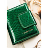 Damen Geldbörse aus grünem Echtleder mit Druckknopf- und Bügelverschluss – Peterson