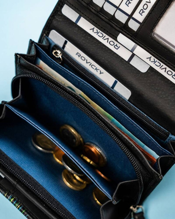 Damen Geldbörse mit Druckknopf aus echtem Leder – Rovicky