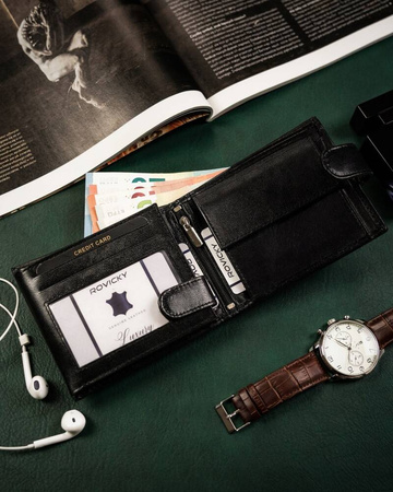 Große Herren Geldbörse aus Leder mit Druckknopf – Rovicky