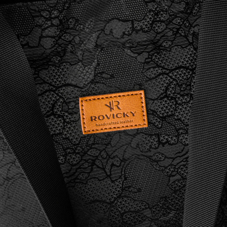 Großer, schwarzer Damen-Shopper, an Griffen und einem verstellbaren Gürtel aufgehängt – Rovicky