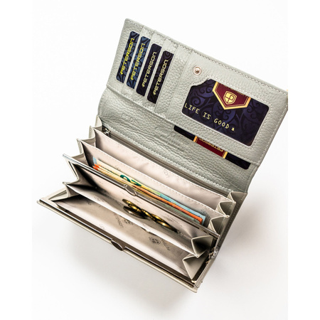 Elegante, weiße Damen Geldbörse aus Kunst- und Echtleder mit RFID-Schutz – Peterson