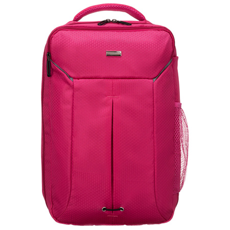 Rosa Reise-Rucksack aus Polyester mit einem Gurt zur Befestigung am Koffer – Peterson