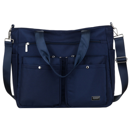 Geräumige Damen-Handtasche mit Laptopfach aus Polyester in Marineblau – Peterson