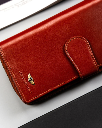 Große Damen Geldbörse aus Leder mit Reißverschluss und Druckknopf – Peterson