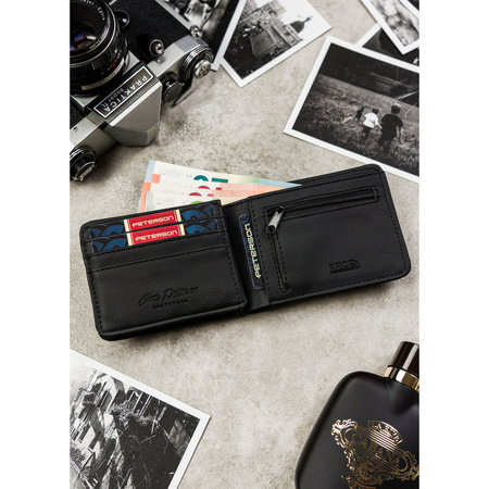 Kompakte schwarze Herren Geldbörse aus Öko-Leder – Peterson