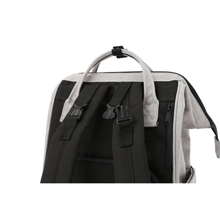 Grauer, geräumiger Damen Rucksack aus Polyester mit Reißverschluss – Himawari