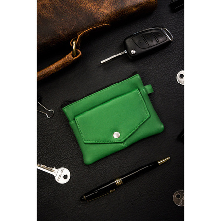 Dunkelgrünes Leder Schlüsseletui