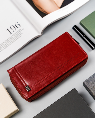 Große Damen Geldbörse aus Leder mit Reißverschluss – Rovicky