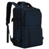 Dunkelblauer Reise-Rucksack aus Polyester mit Laptopfach, aufgehängt an verstellbaren Schultergurten – Peterson