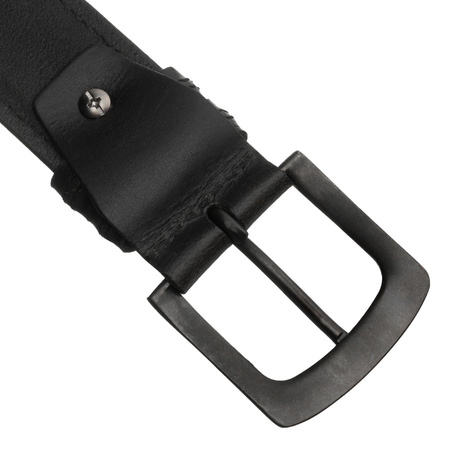 Herren-Gürtel aus Leder, schwarz mit klassischer Schnalle - Peterson